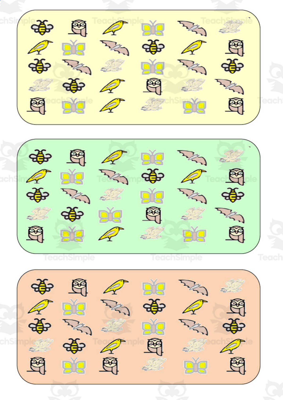 An educational teaching resource from WORDS ASIDE entitled What is different? Vocabulary Boards - COLOR SET 26 downloadable at Teach Simple.
