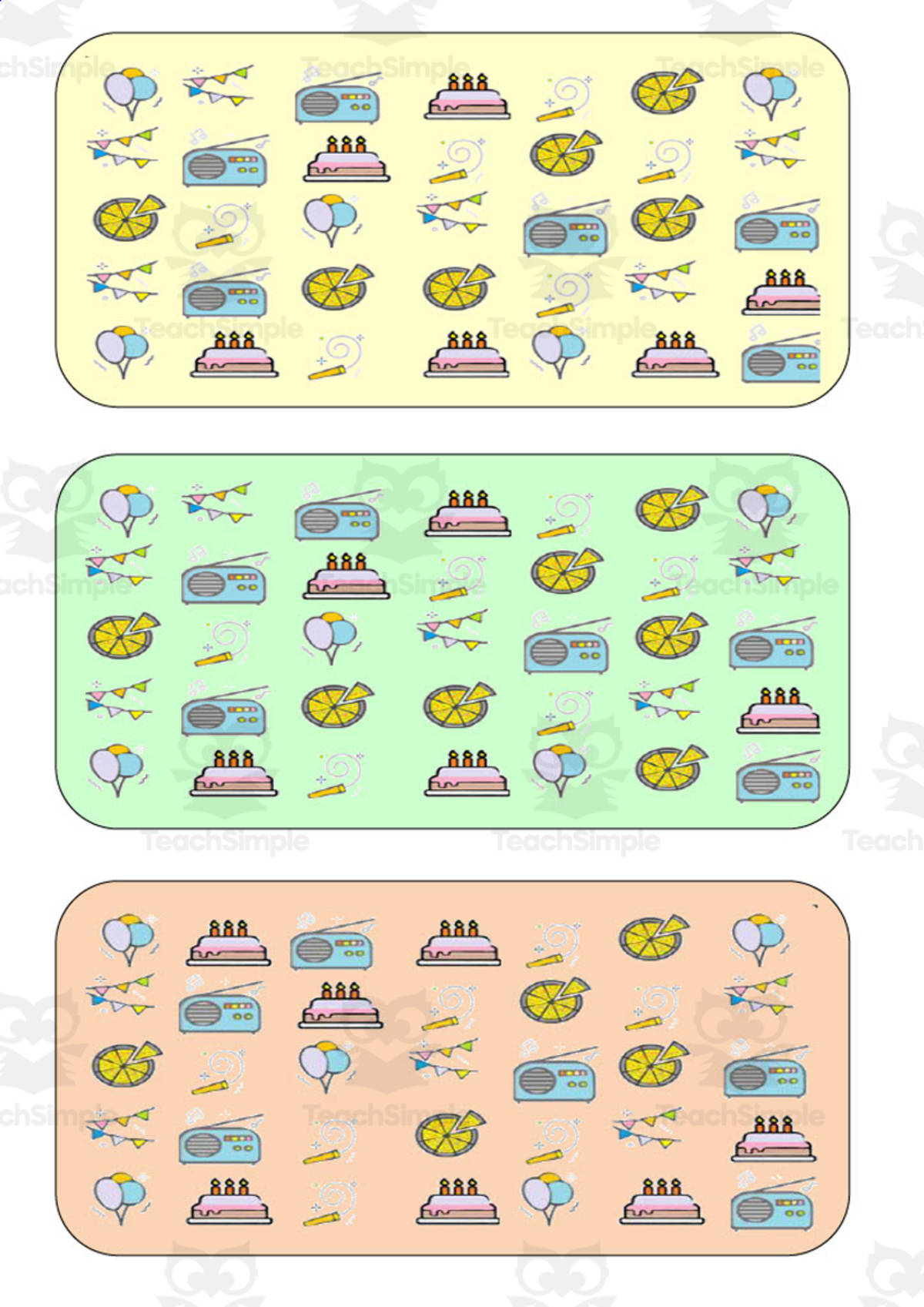 An educational teaching resource from WORDS ASIDE entitled What is different? Vocabulary Boards - COLOR SET 33 downloadable at Teach Simple.