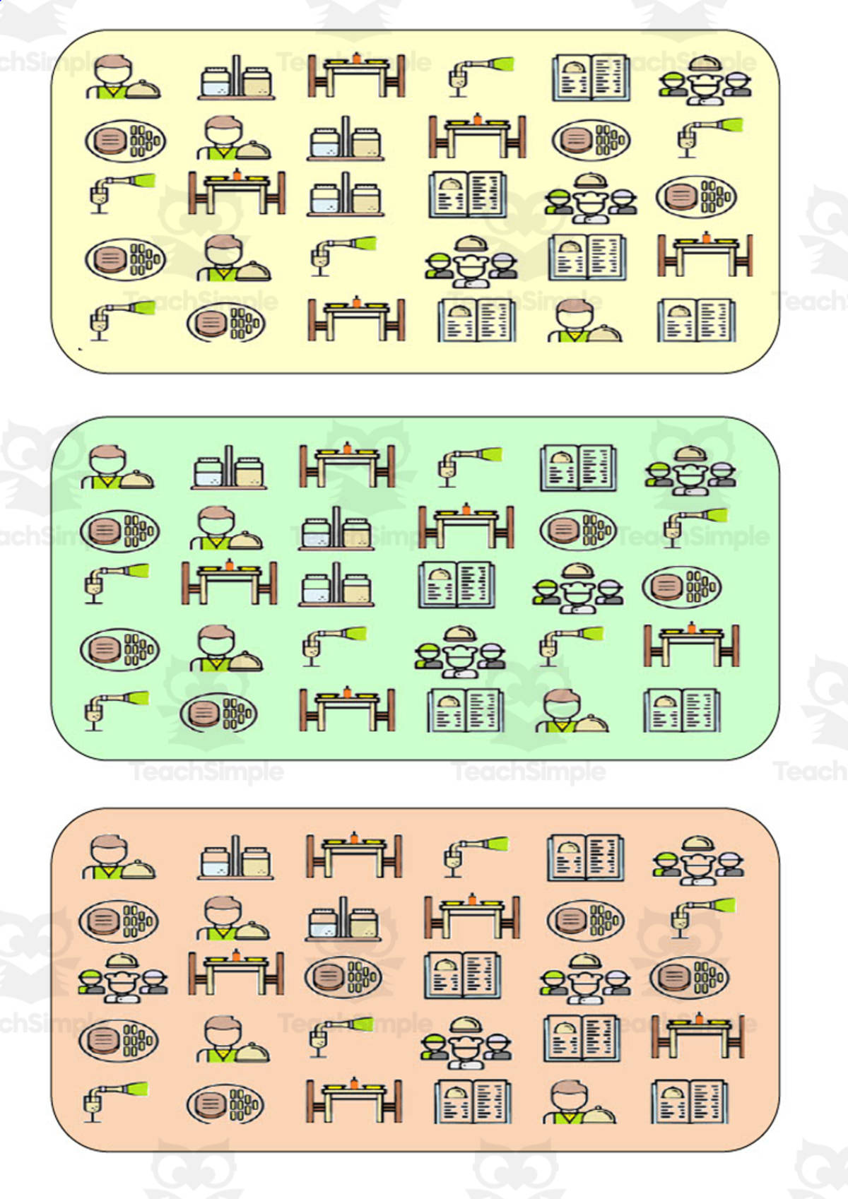 An educational teaching resource from WORDS ASIDE entitled What is different? Vocabulary Boards - COLOR SET 35 downloadable at Teach Simple.