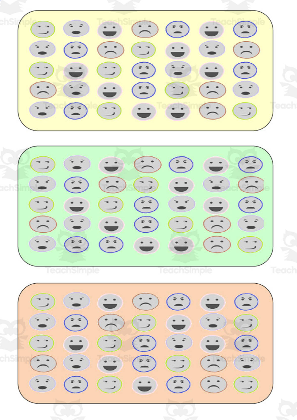 An educational teaching resource from WORDS ASIDE entitled What is different? Vocabulary Boards - COLOR SET 39 downloadable at Teach Simple.