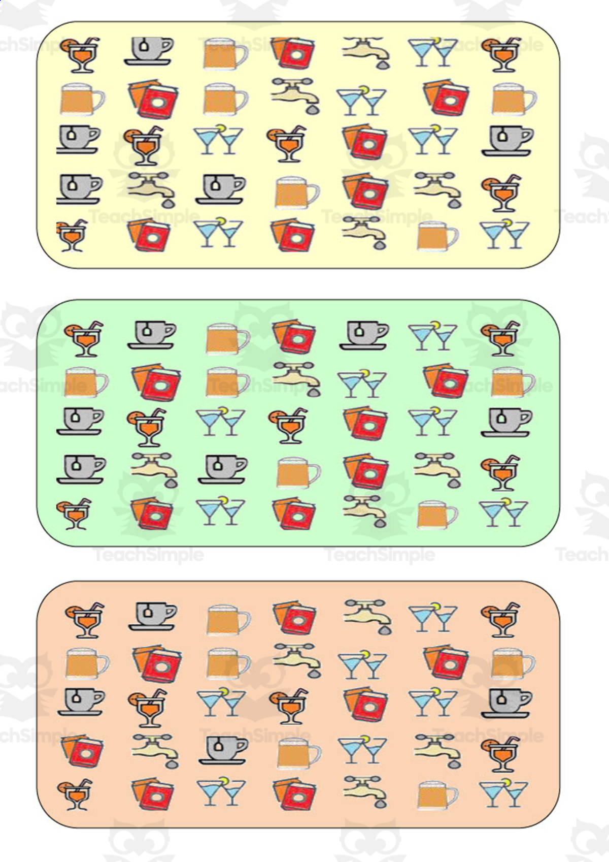 An educational teaching resource from WORDS ASIDE entitled What is different? Vocabulary Boards - COLOR SET 5 downloadable at Teach Simple.