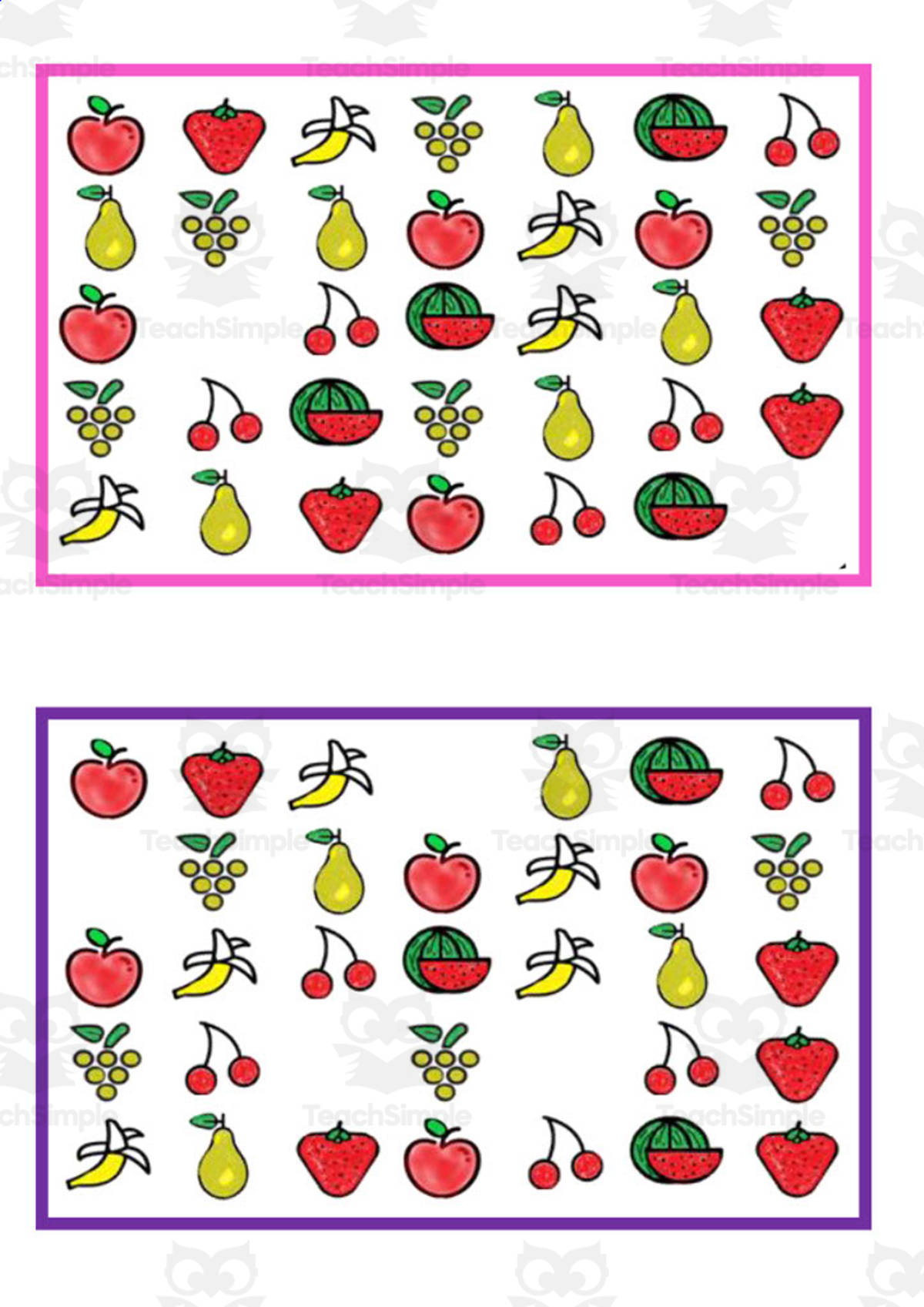An educational teaching resource from WORDS ASIDE entitled What is missing? Vocabulary Boards - COLOR SET 1 downloadable at Teach Simple.