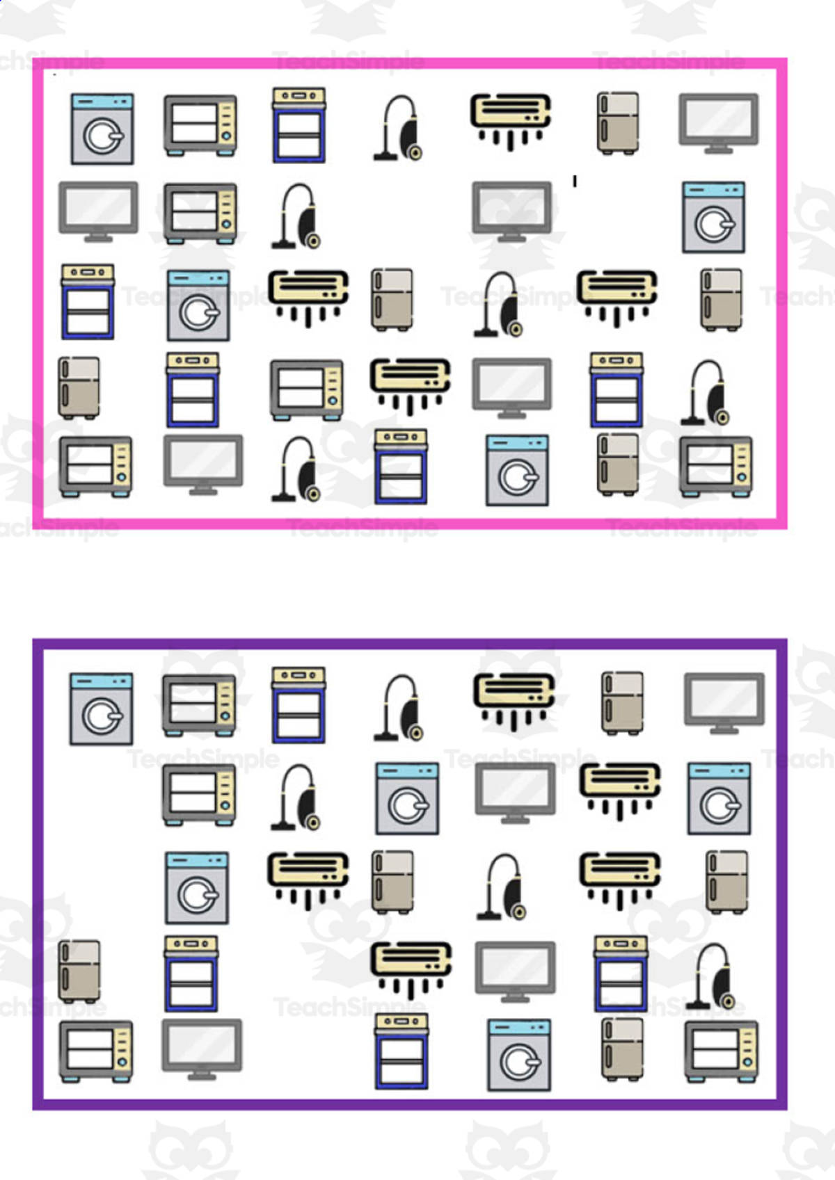 An educational teaching resource from WORDS ASIDE entitled What is missing? Vocabulary Boards - COLOR SET 11 downloadable at Teach Simple.