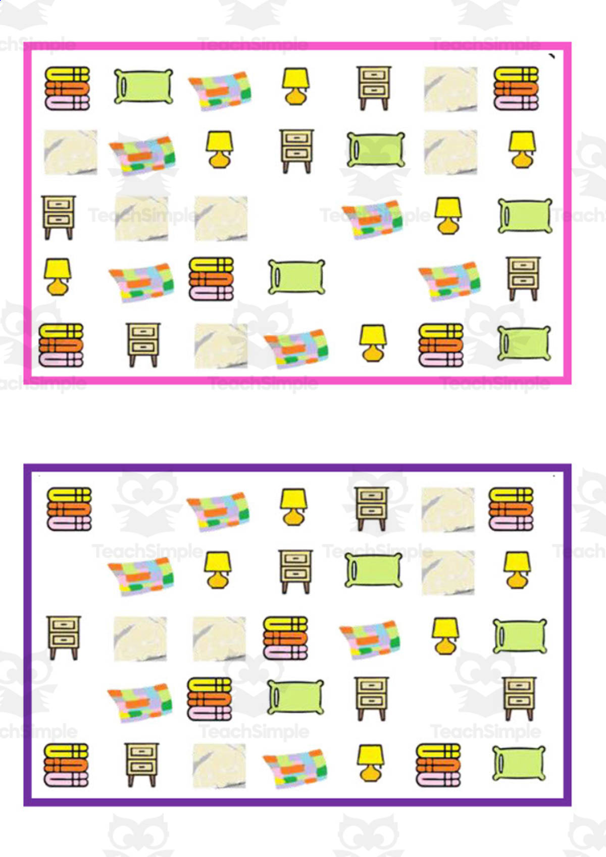 An educational teaching resource from WORDS ASIDE entitled What is missing? Vocabulary Boards - COLOR SET 14 downloadable at Teach Simple.