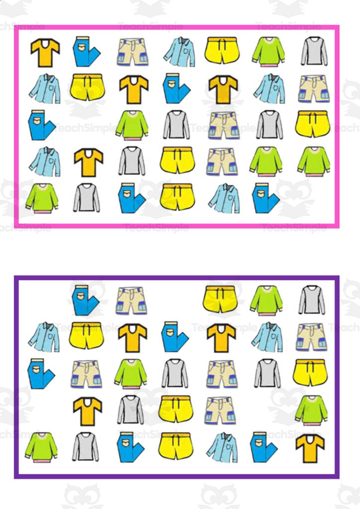 An educational teaching resource from WORDS ASIDE entitled What is missing? Vocabulary Boards - COLOR SET 17 downloadable at Teach Simple.