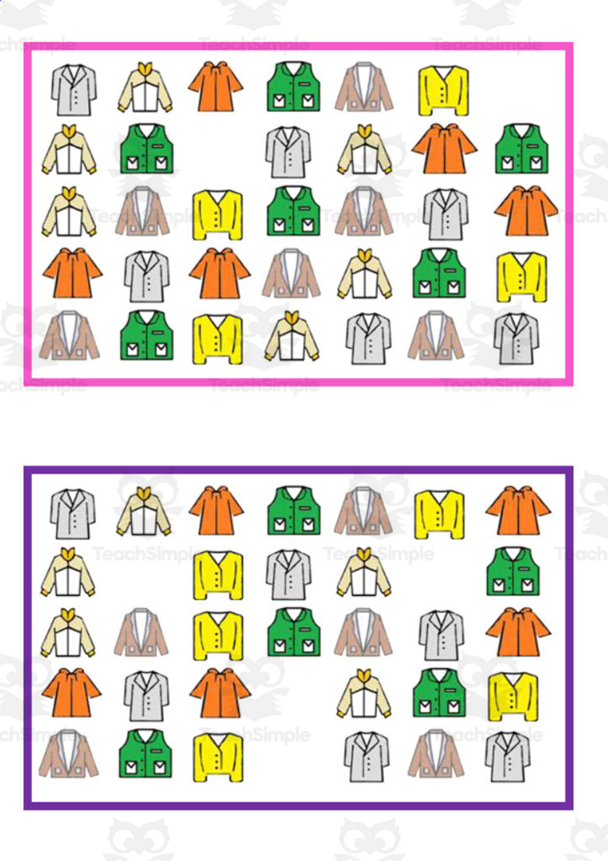 An educational teaching resource from WORDS ASIDE entitled What is missing? Vocabulary Boards - COLOR SET 18 downloadable at Teach Simple.