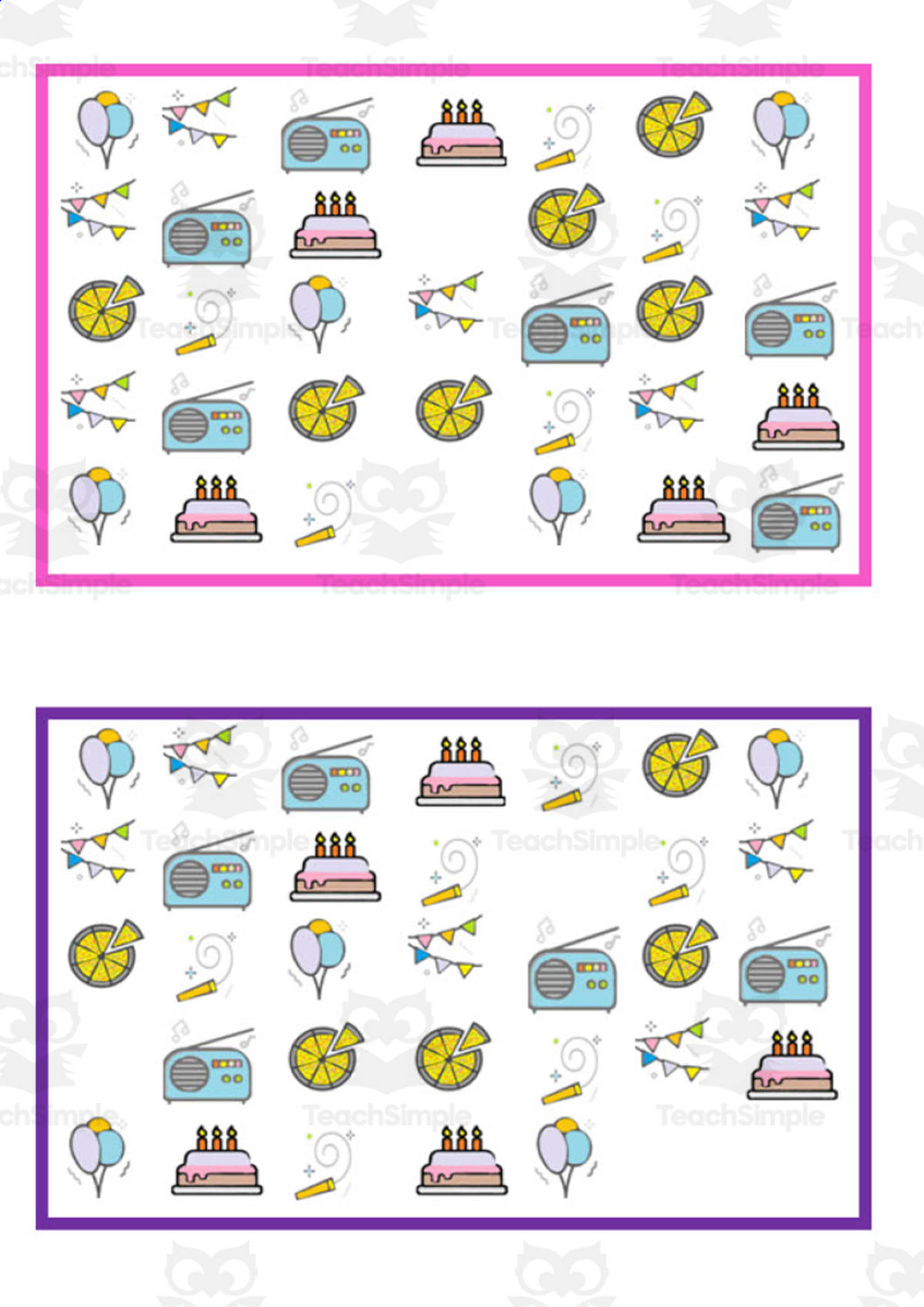 An educational teaching resource from WORDS ASIDE entitled What is missing? Vocabulary Boards - COLOR SET 33 downloadable at Teach Simple.