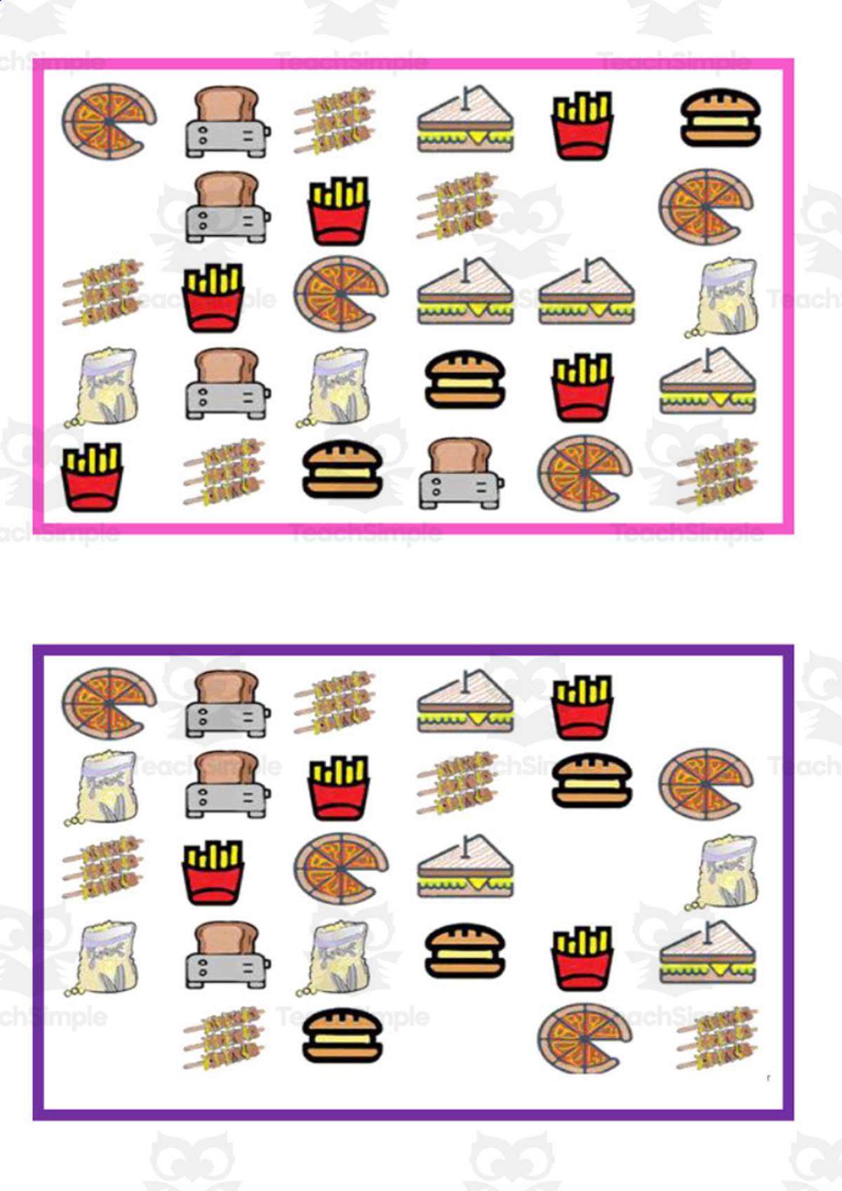 An educational teaching resource from WORDS ASIDE entitled What is missing? Vocabulary Boards - COLOR SET 4 downloadable at Teach Simple.