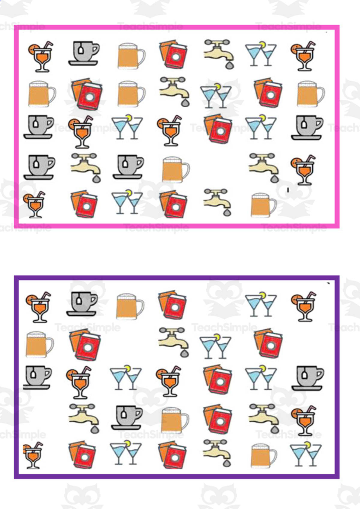 An educational teaching resource from WORDS ASIDE entitled What is missing? Vocabulary Boards - COLOR SET 5 downloadable at Teach Simple.