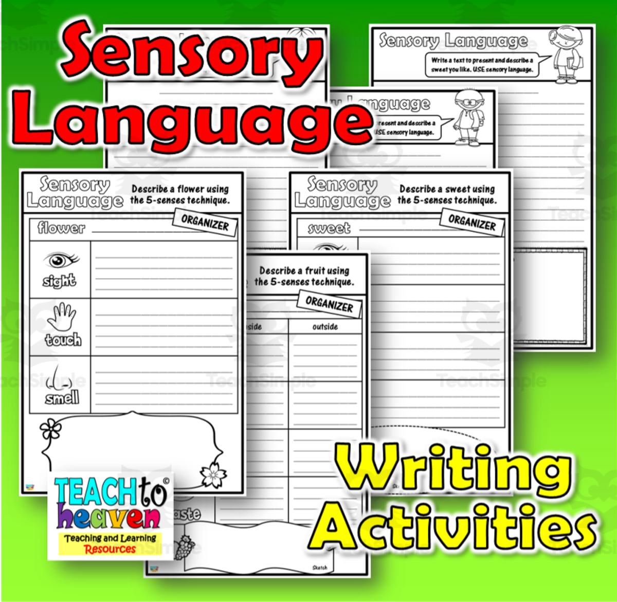 An educational teaching resource from Teach To Heaven, Reoulita.com entitled What is Sensory Language? It is the use of sensory details in description. downloadable at Teach Simple.