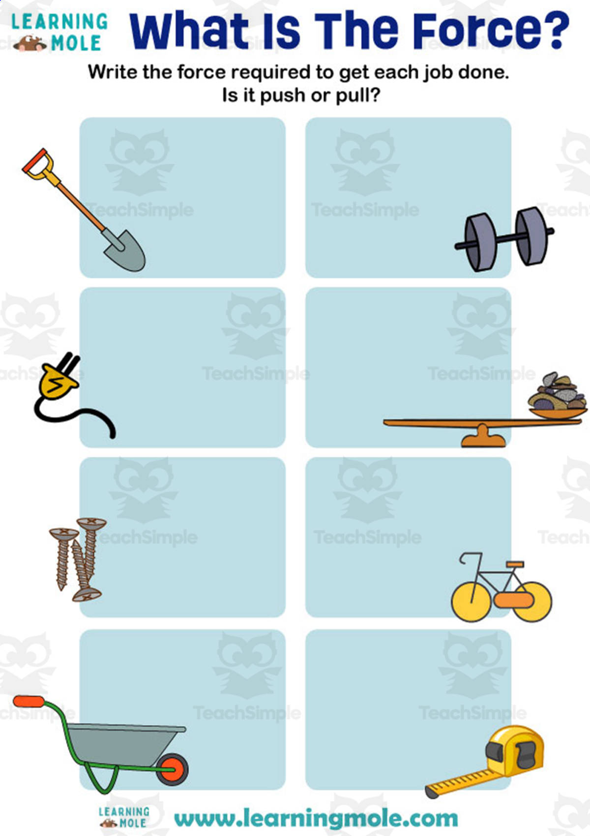 An educational teaching resource from Educational Voice entitled What Is The Force Activity downloadable at Teach Simple.