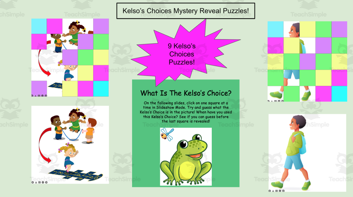 An educational teaching resource from Jennifer Moyer Taylor entitled What Is The Kelso's Choice? An SEL Mystery Reveal Activity downloadable at Teach Simple.
