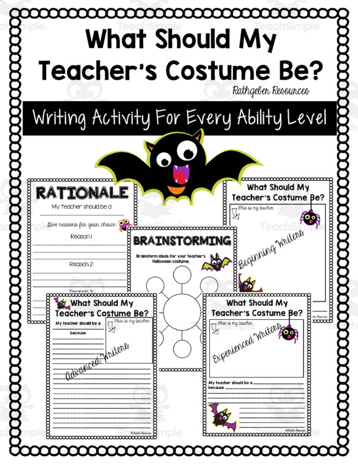 An educational teaching resource from Rathgeber Resources entitled What Should My Teacher Be | Halloween Costume Writing downloadable at Teach Simple.