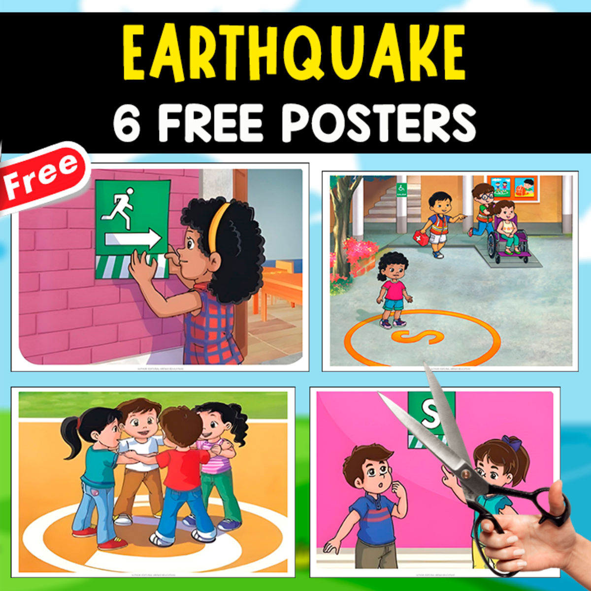 An educational teaching resource from EDITORIAL LAURA EDUCA entitled WHAT TO DO IN AN EARTHQUAKE | 6 FREE POSTERS_J downloadable at Teach Simple.