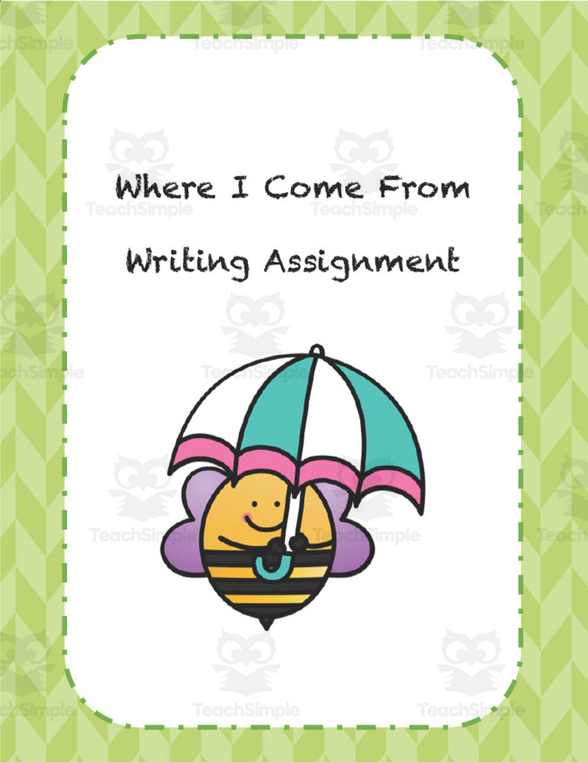 An educational teaching resource from Golden Promise entitled Where I Come From Writing Assignment downloadable at Teach Simple.