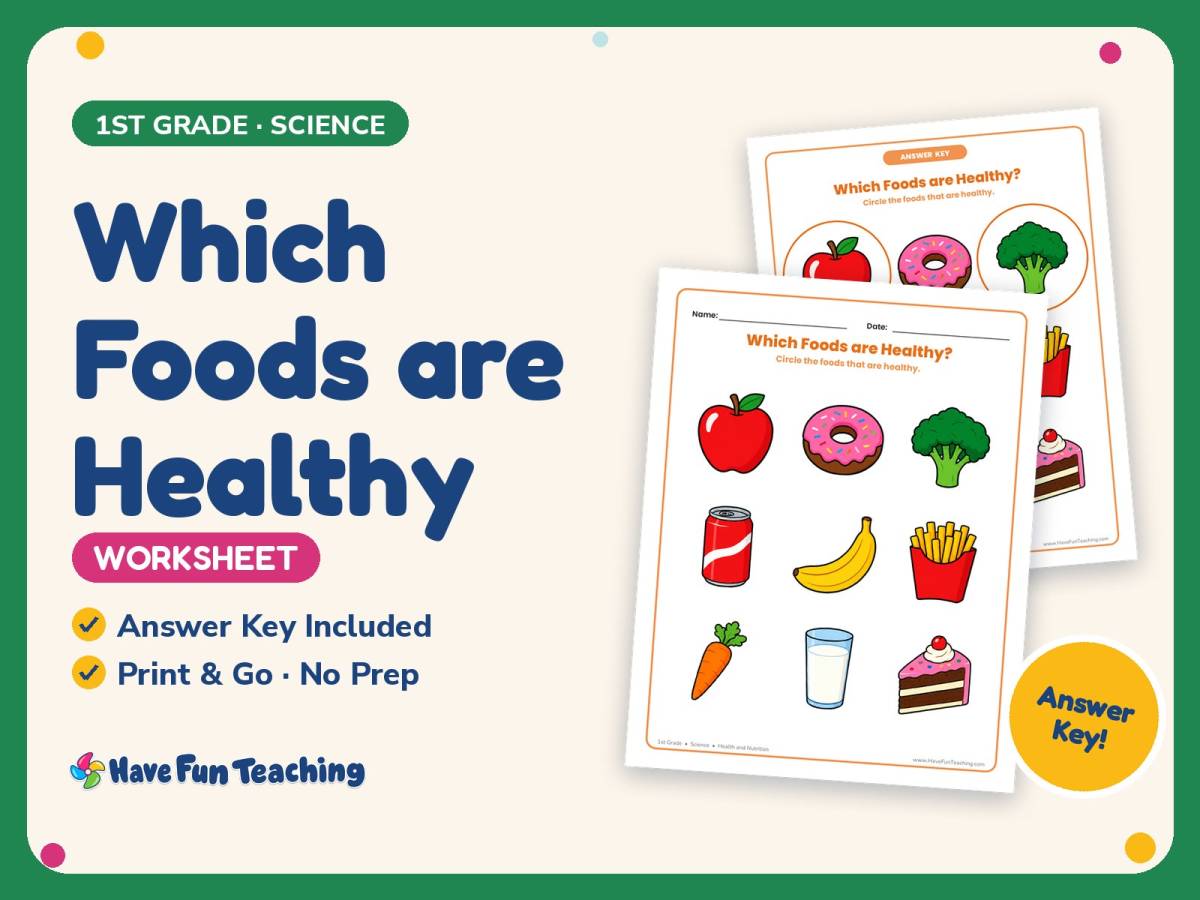 Which Foods are Healthy Worksheet – 1st Grade Health and Nutrition preview