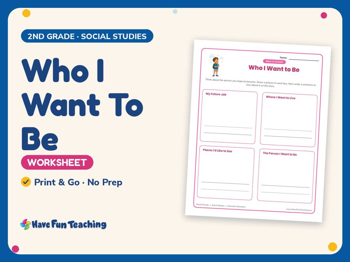Who I Want To Be Worksheet – 2nd Grade Back to School Practice preview