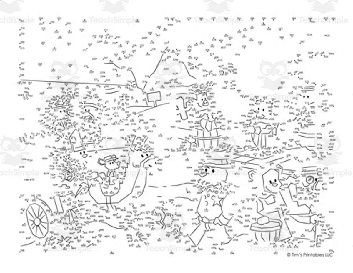 An educational teaching resource from Tim's Printables entitled Wild West Animals Dot-to-Dot downloadable at Teach Simple.