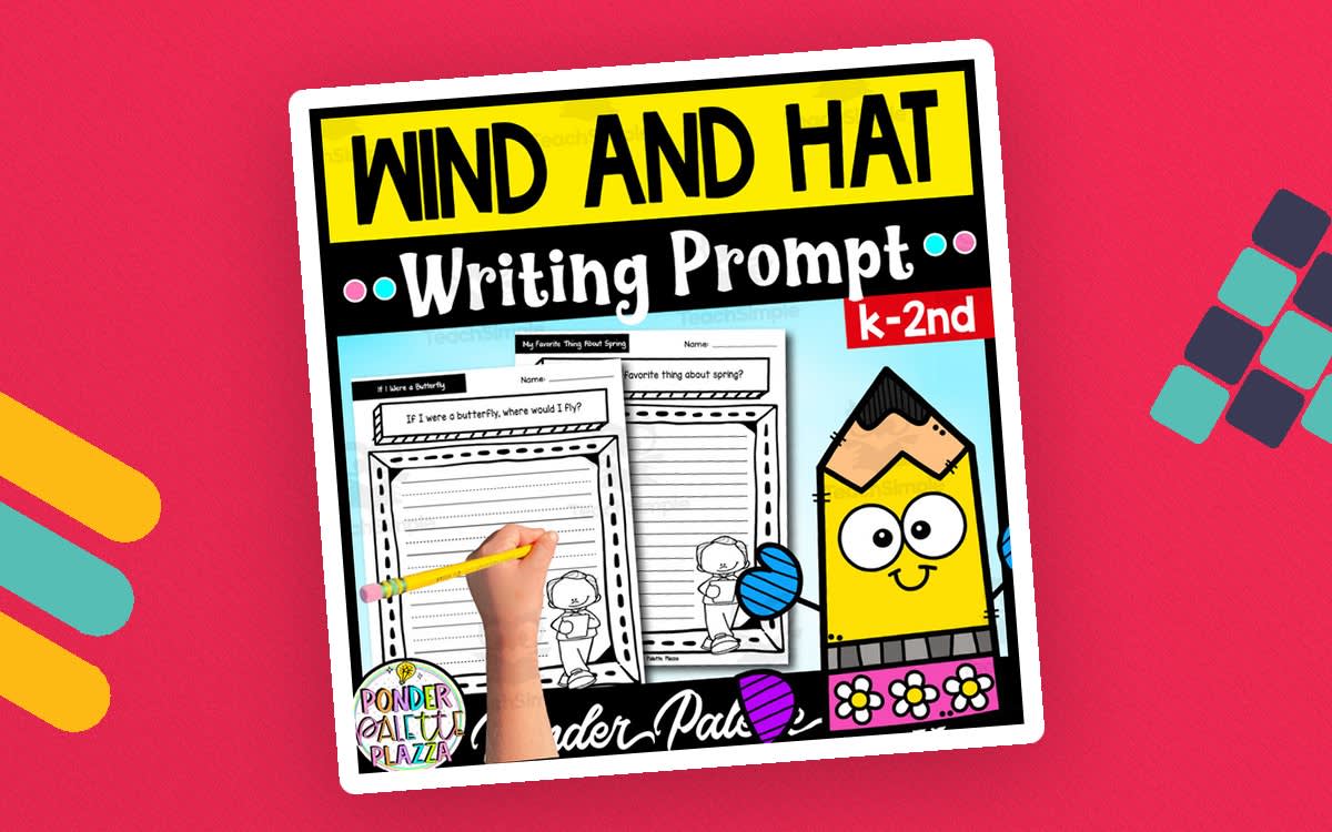 An educational teaching resource from Ponder Palette Plazza entitled Wind and Hat - Spring Writing Prompt downloadable at Teach Simple.