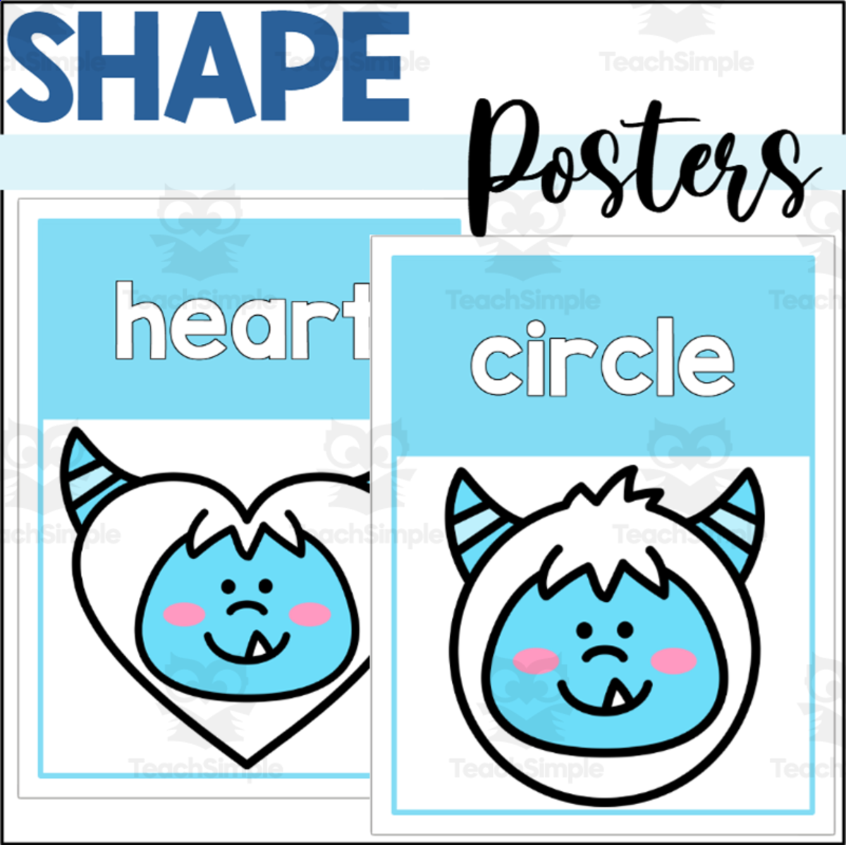 An educational teaching resource from The Connett Connection entitled Winter 2D Shape Posters with Yeti downloadable at Teach Simple.