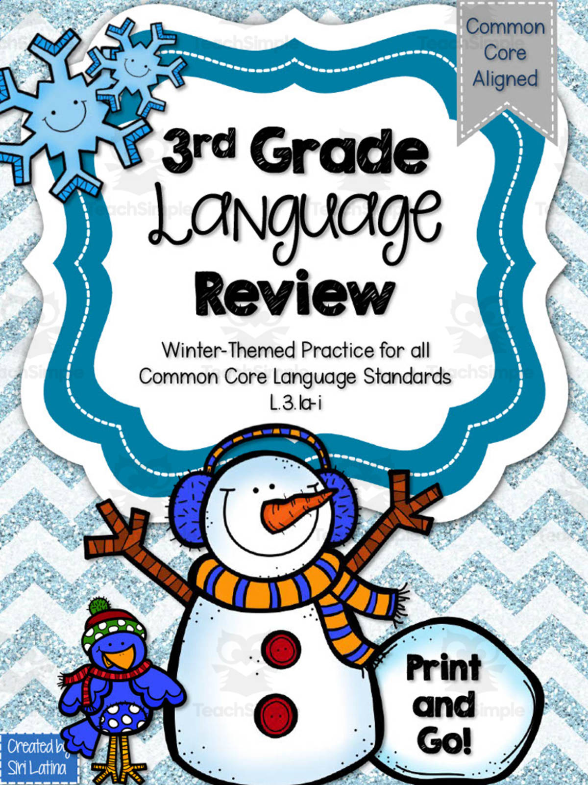 An educational teaching resource from Siri Latina entitled Winter 3rd Grade Language Review downloadable at Teach Simple.