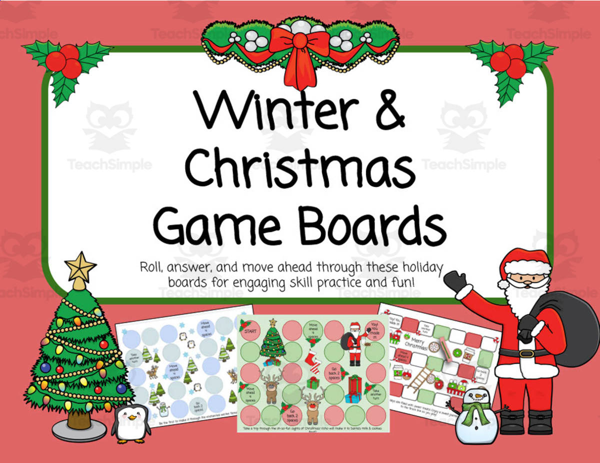 An educational teaching resource from Class with Mrs B entitled Winter + Christmas Game Boards downloadable at Teach Simple.