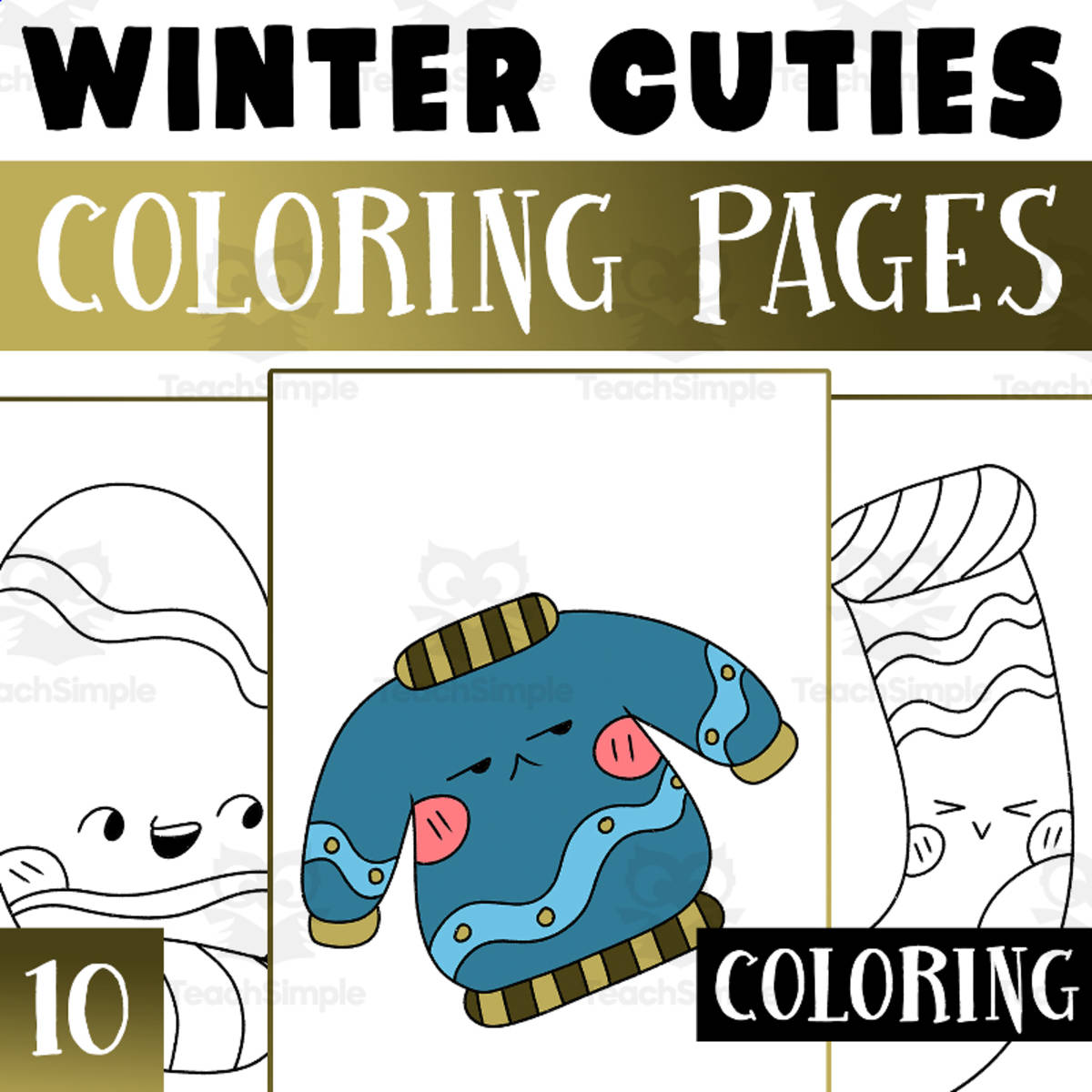 An educational teaching resource from Lapiiin Art Activities entitled Winter Cuties Coloring Pages Worksheet Activity for Morning Work downloadable at Teach Simple.