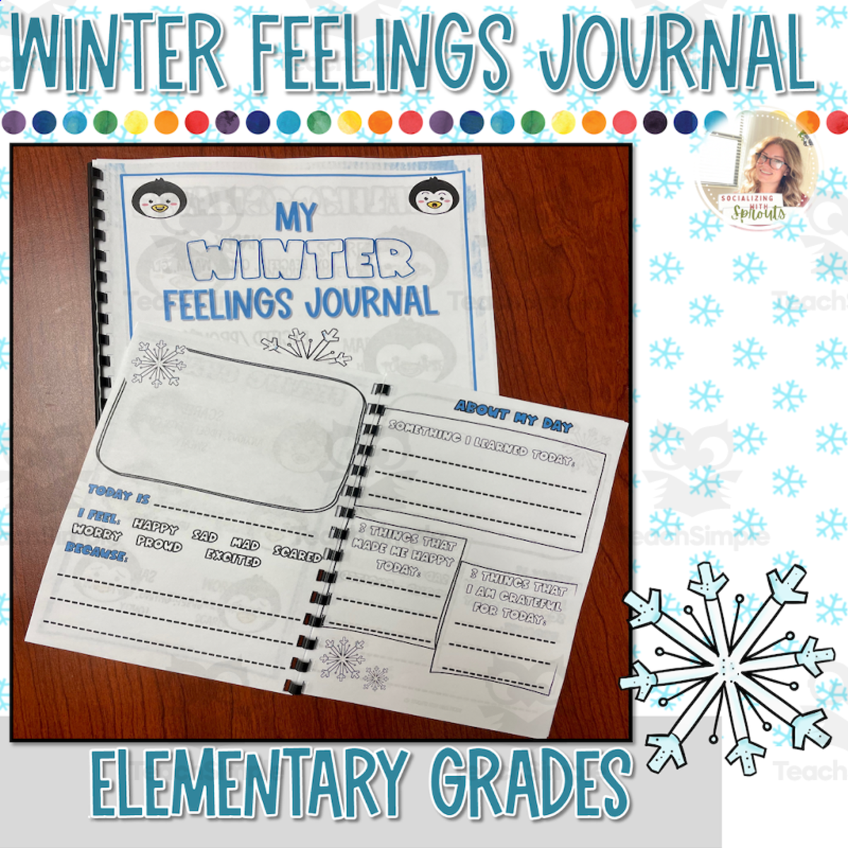 An educational teaching resource from Socializing with Sprouts entitled Winter Feelings Journal | Feelings Writing | Feelings Journal | Coping Skills for Kids downloadable at Teach Simple.
