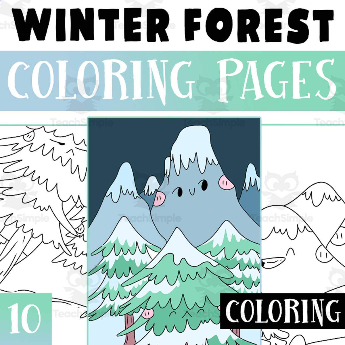 An educational teaching resource from Lapiiin Art Activities entitled Winter Forest Coloring Pages Worksheet Activity For Morning Work downloadable at Teach Simple.