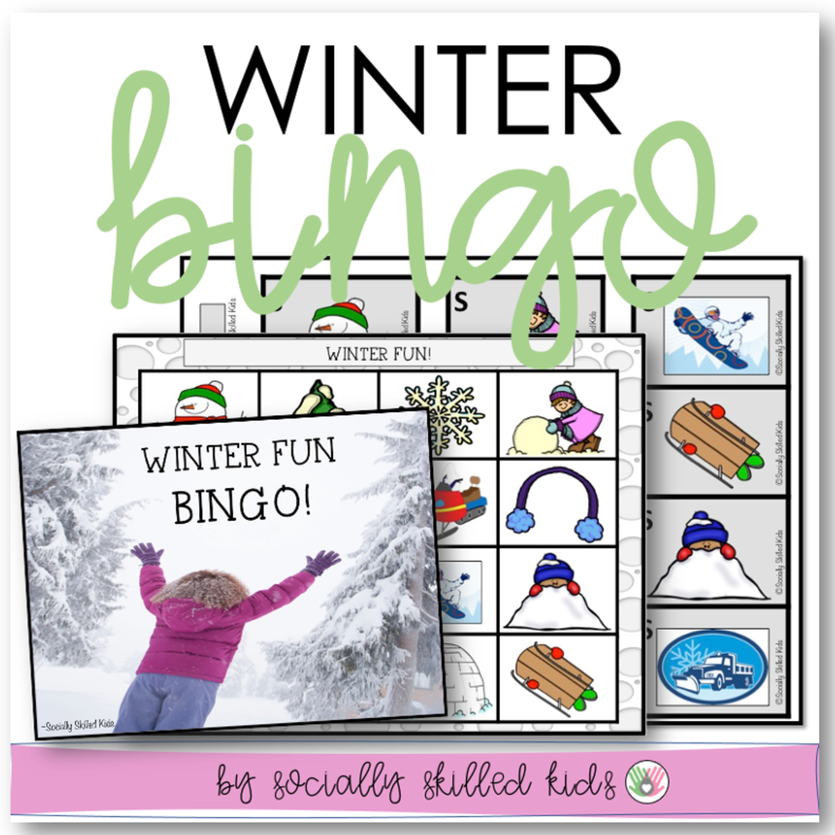 An educational teaching resource from Socially Skilled Kids entitled Winter Fun BINGO | Differentiated BINGO For K-5th downloadable at Teach Simple.