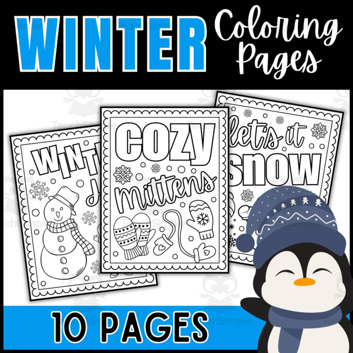 An educational teaching resource from Wonderland School entitled Winter Printable Coloring Pages for Children downloadable at Teach Simple.
