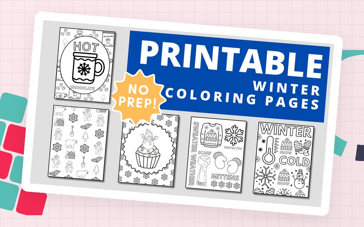 An educational teaching resource from Teacher Jenny entitled Winter Printable Coloring Pages downloadable at Teach Simple.