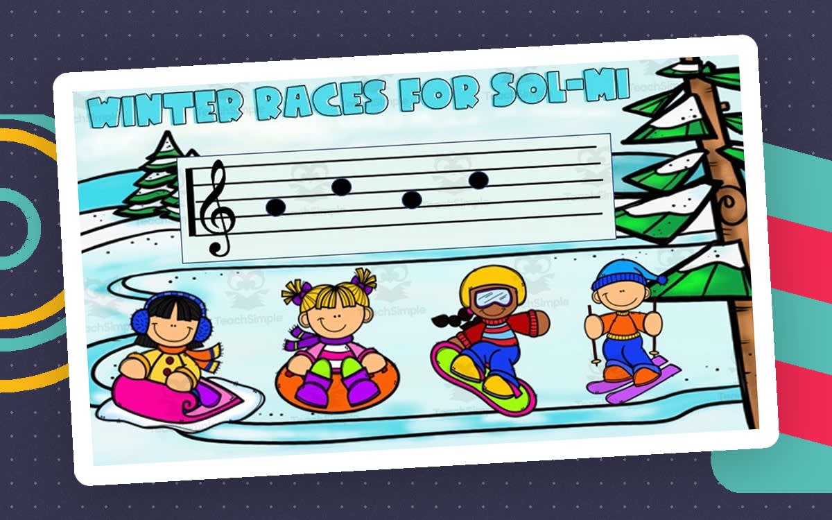 An educational teaching resource from Joyful Noise Teaching entitled Winter Races for Sol-Mi downloadable at Teach Simple.
