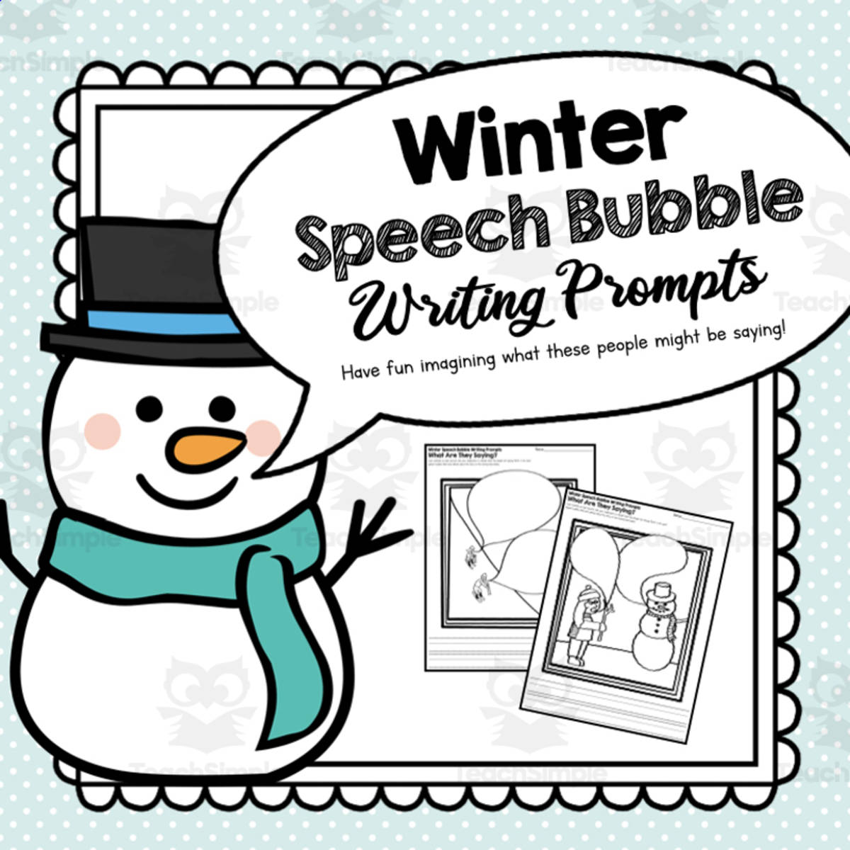 An educational teaching resource from Simply Schoolgirl entitled Winter Speech Bubble Writing Prompts | Creative Writing downloadable at Teach Simple.