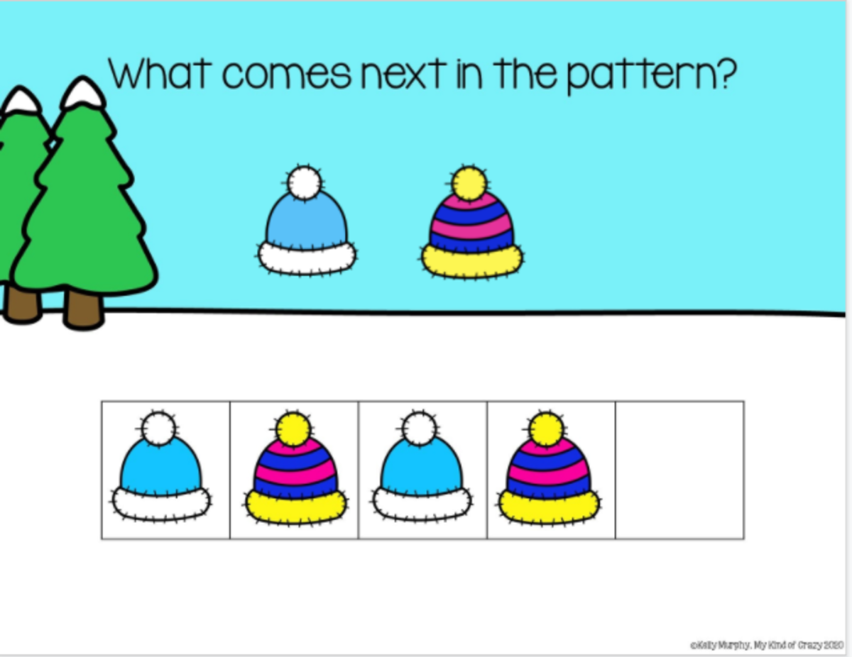 An educational teaching resource from My Kind of Crazy entitled Winter Theme Patterns Recognition for Special Ed downloadable at Teach Simple.