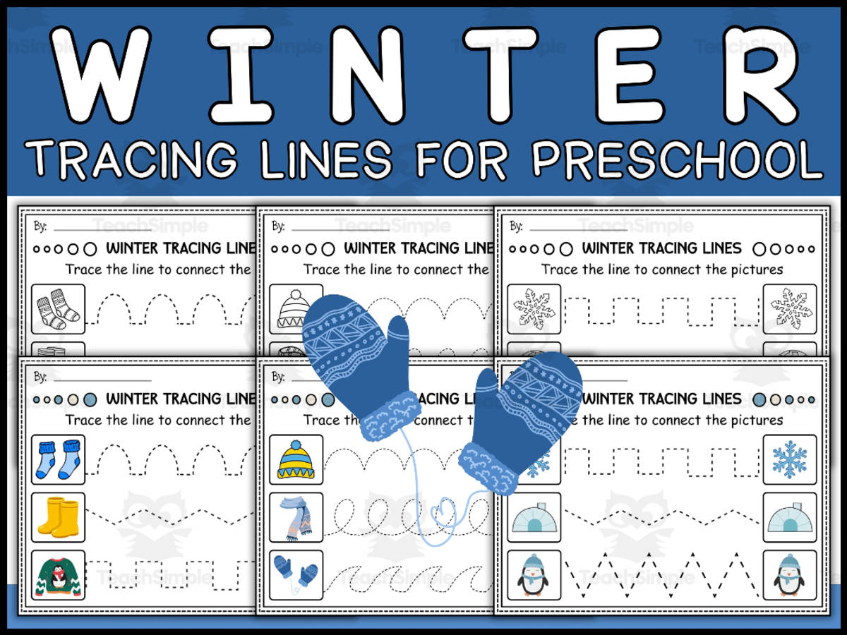 An educational teaching resource from Wonderland School entitled Winter-Themed Prewriting Tracing Lines For Pre-K downloadable at Teach Simple.