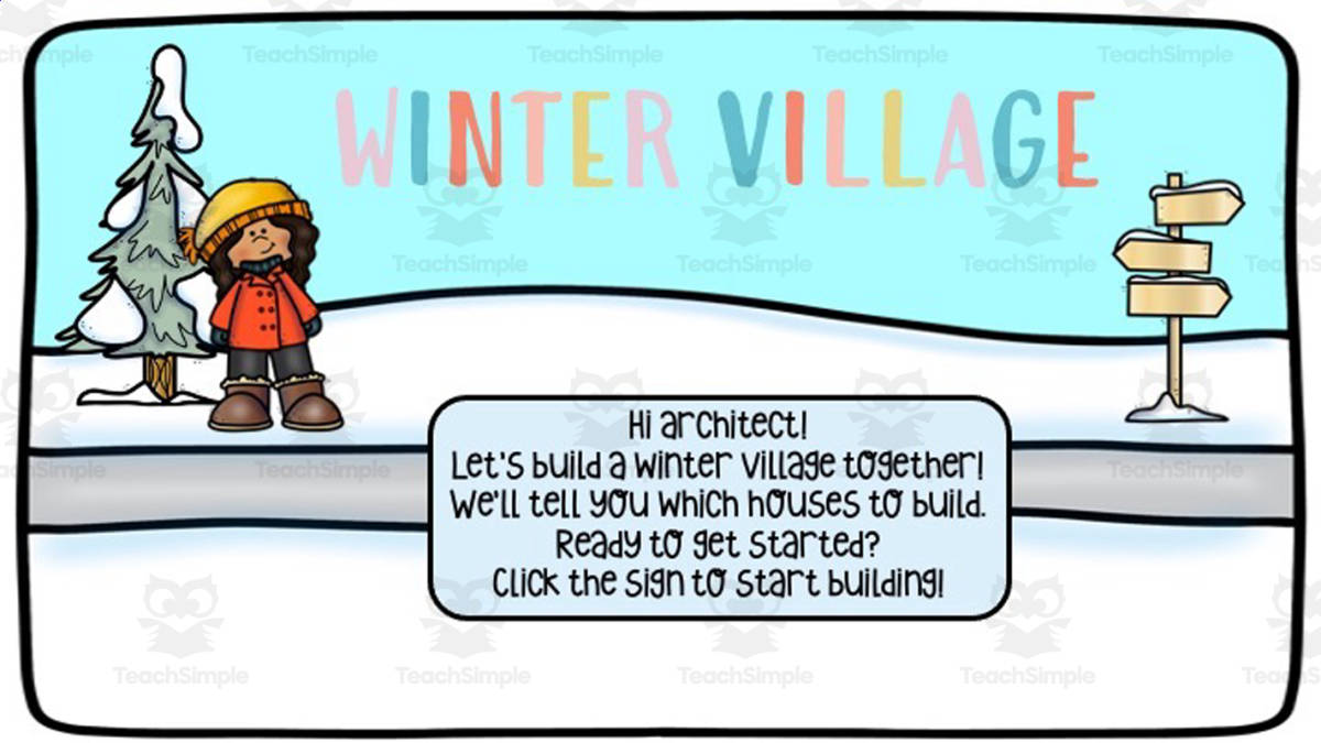 An educational teaching resource from Joyful Noise Teaching entitled Winter Village Quarter Rest Game downloadable at Teach Simple.