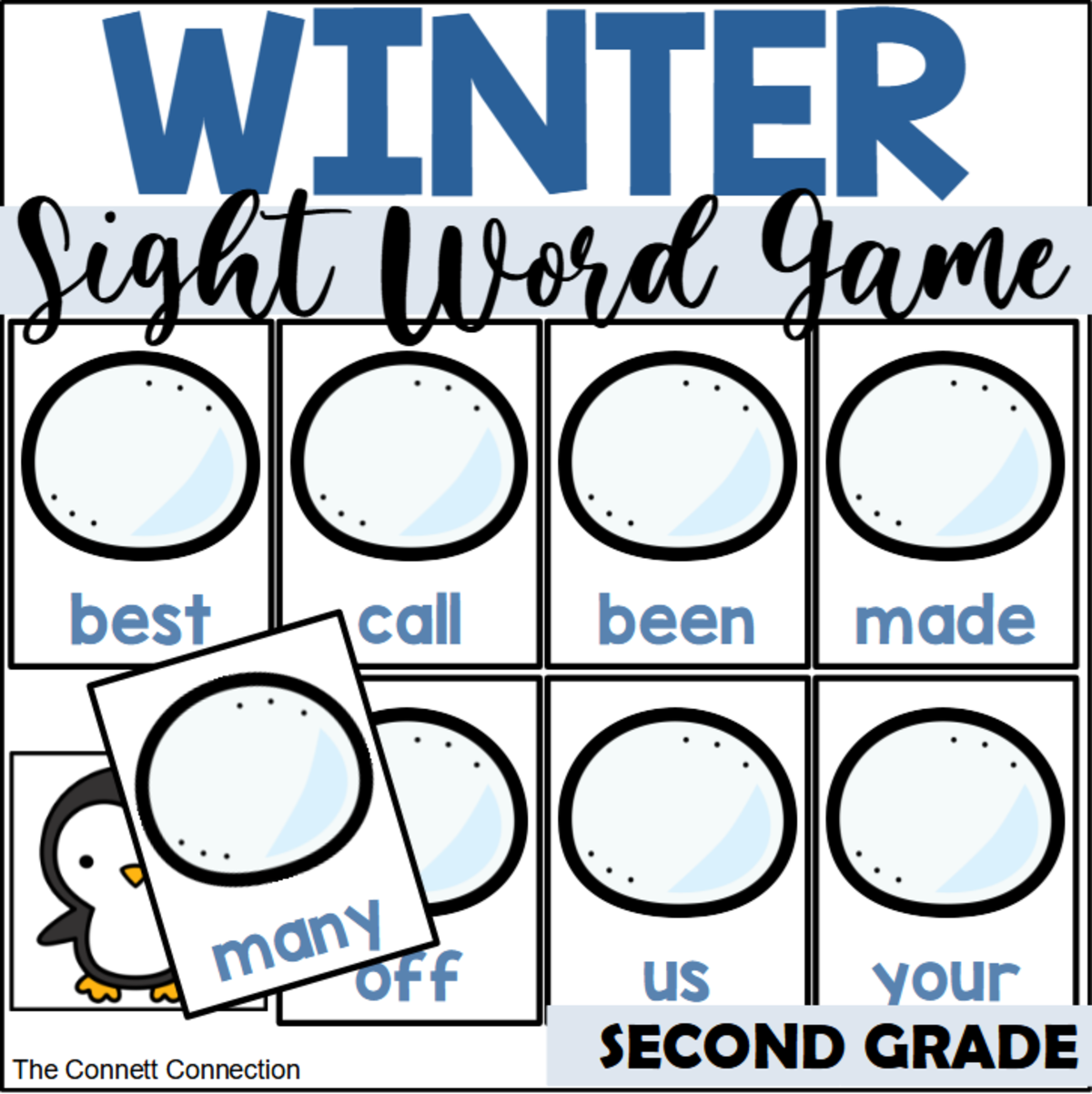 An educational teaching resource from The Connett Connection entitled Winter Where's the Penguin Second Grade Sight Word Game downloadable at Teach Simple.