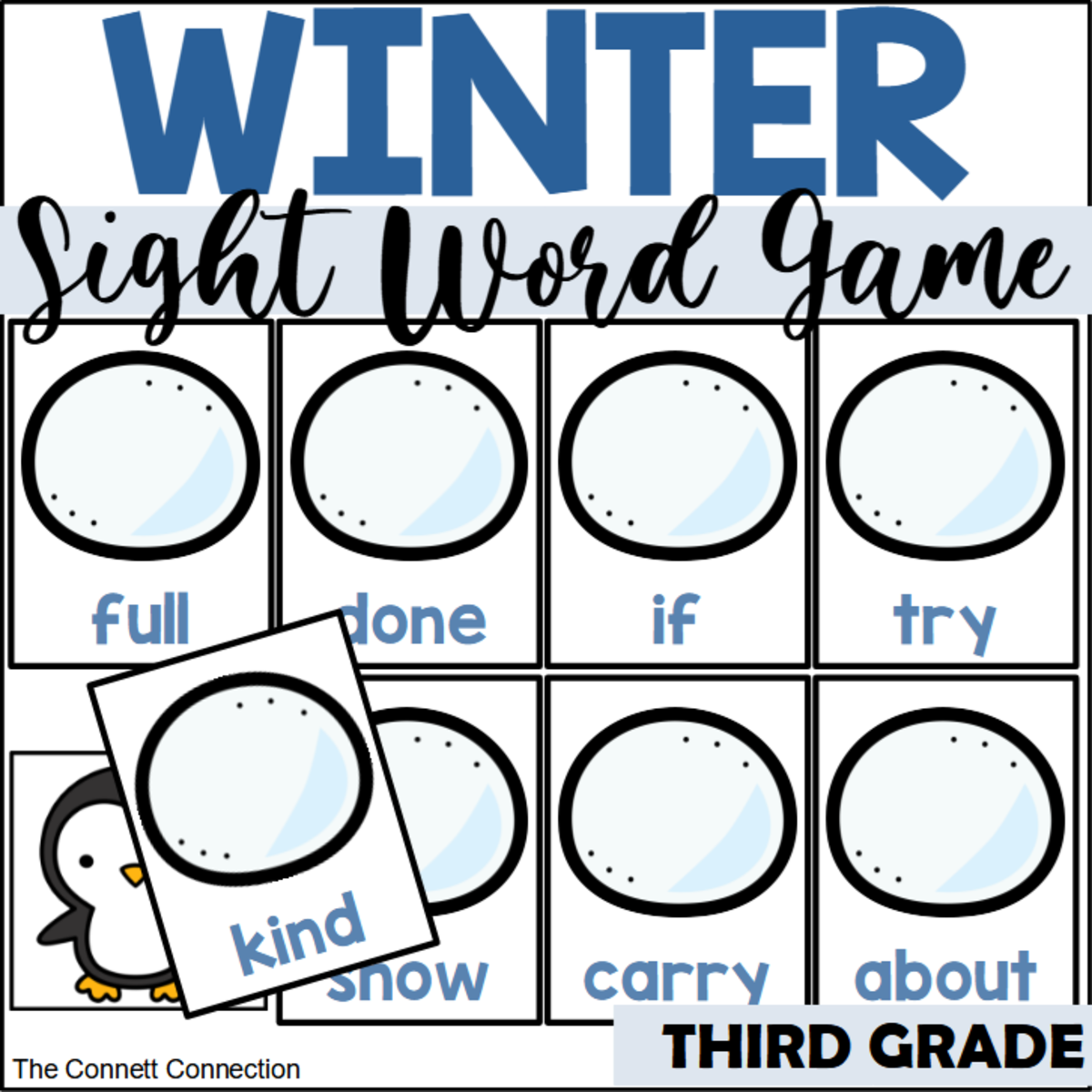 An educational teaching resource from The Connett Connection entitled Winter Where's the Penguin Third Grade Sight Word Game downloadable at Teach Simple.