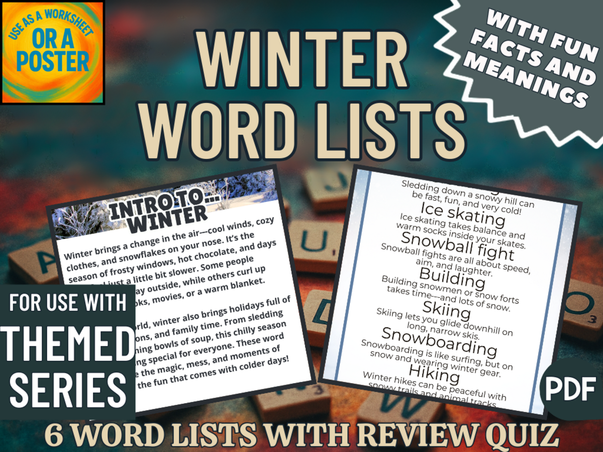 An educational teaching resource from Cored Education entitled Winter Word List Posters (PDF) downloadable at Teach Simple.