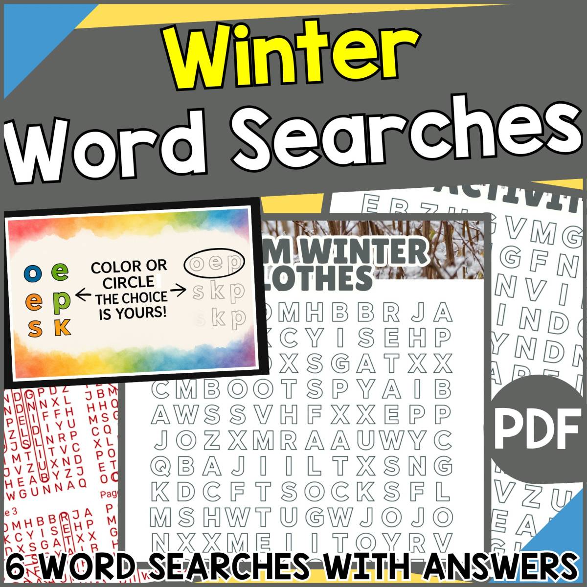 An educational teaching resource from Cored Education entitled Winter Word Searches (PDF) downloadable at Teach Simple.