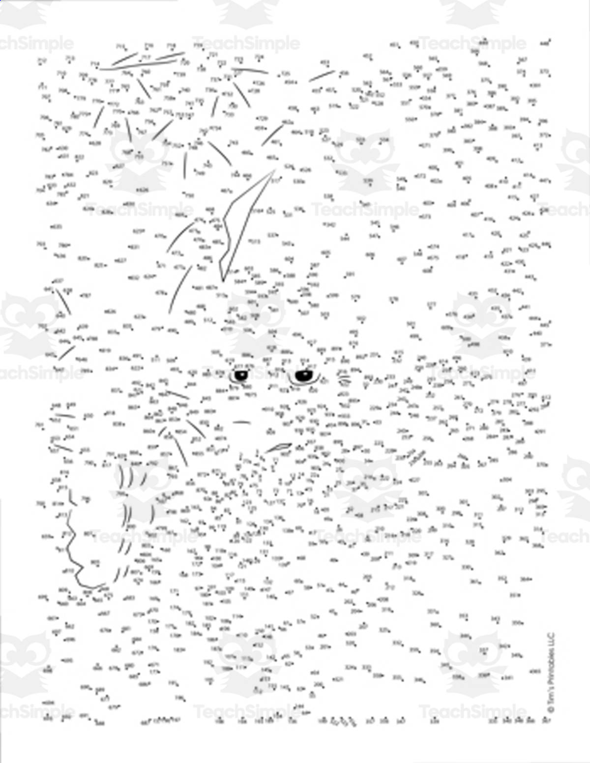 An educational teaching resource from Tim's Printables entitled Wizard Extreme Difficulty Dot-to-Dot / Connect the Dots downloadable at Teach Simple.