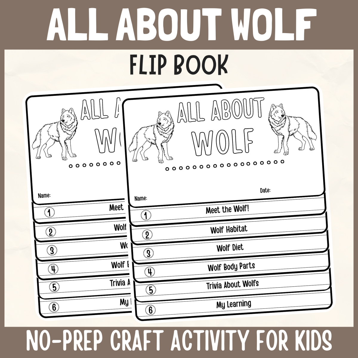 An educational teaching resource from Perfect_Printables entitled Wolf DIY Flipbook Craft Forest Mammal Science Study Writing Prompt downloadable at Teach Simple.