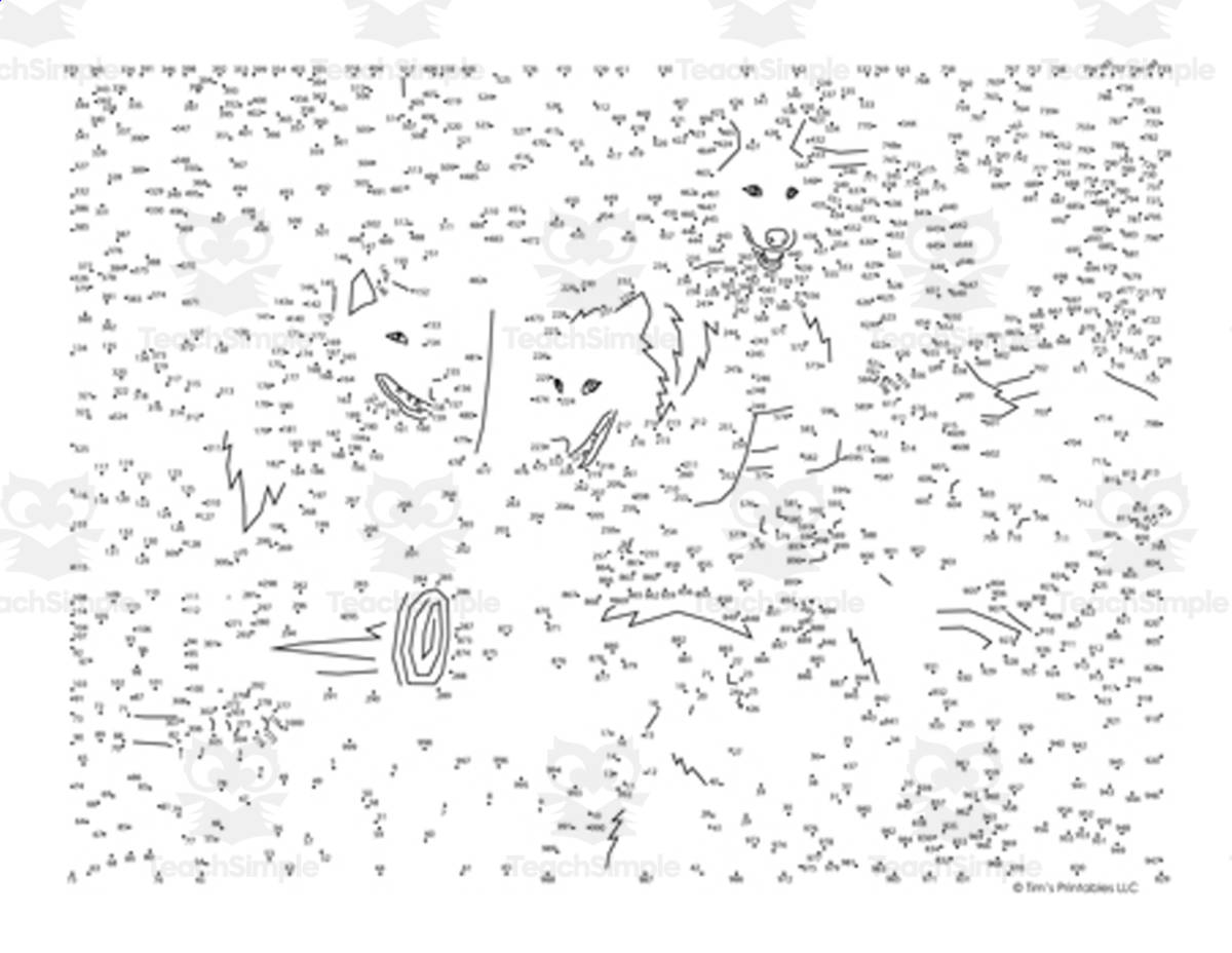 An educational teaching resource from Tim's Printables entitled Wolf Extreme Connect the Dots / Dot-to-Dot PDF - 1000 Dots! downloadable at Teach Simple.