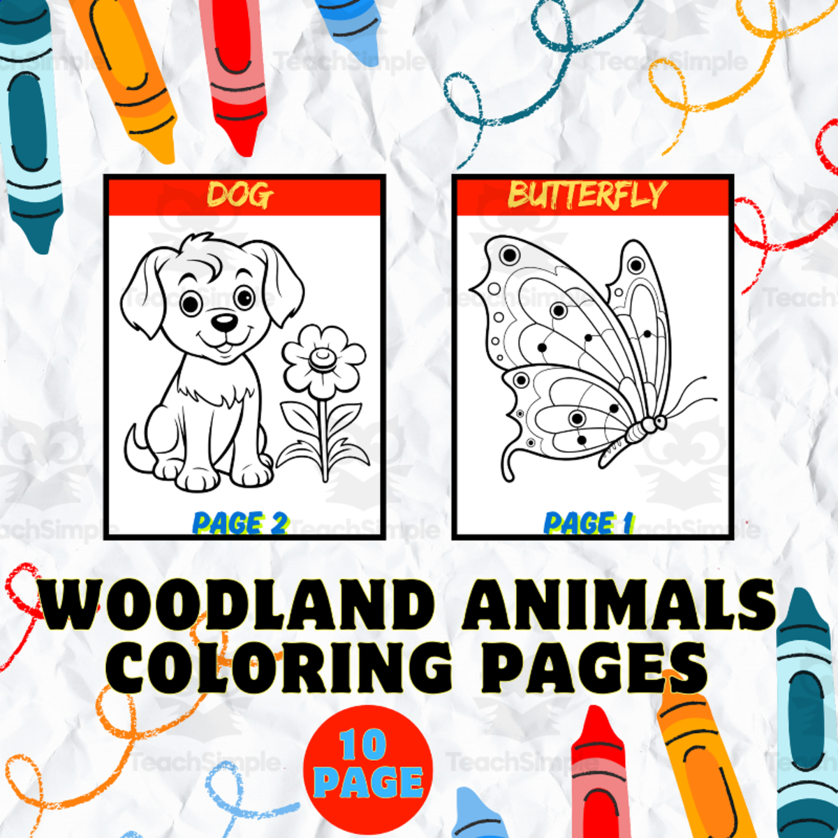 An educational teaching resource from Children's Learning Path entitled Woodland Animals Coloring Pages - Coloring Book - Forest Animals Color downloadable at Teach Simple.