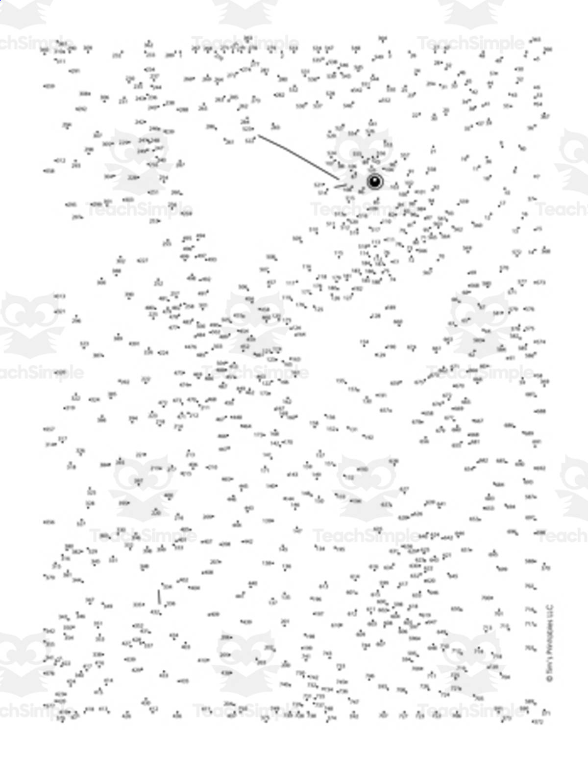 An educational teaching resource from Tim's Printables entitled Woodpecker Extreme Difficulty Dot-to-Dot / Connect the Dots downloadable at Teach Simple.
