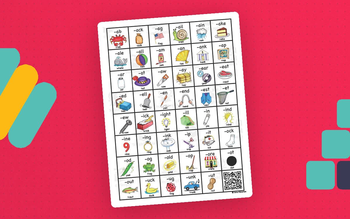 An educational teaching resource from First in Line entitled Word Families Anchor Chart downloadable at Teach Simple.