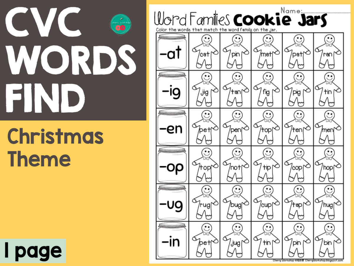 An educational teaching resource from Cherry Workshop entitled Word Families Cookie Jar CVC downloadable at Teach Simple.