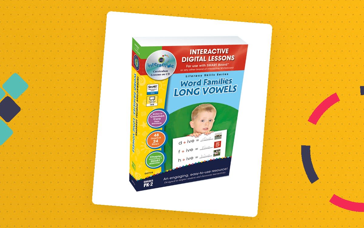 An educational teaching resource from Classroom Complete Press entitled Word Families: Long Vowels - Digital Lesson Plan Gr. PK-2 | MAC Software downloadable at Teach Simple.