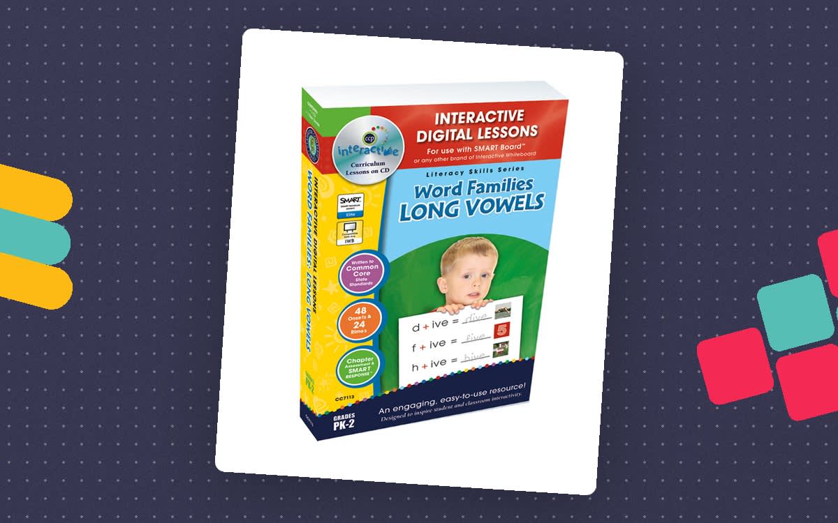 An educational teaching resource from Classroom Complete Press entitled Word Families: Long Vowels - Digital Lesson Plan Gr. PK-2 | PC Software downloadable at Teach Simple.